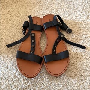Hammitt Tan and Black Leather Sandals